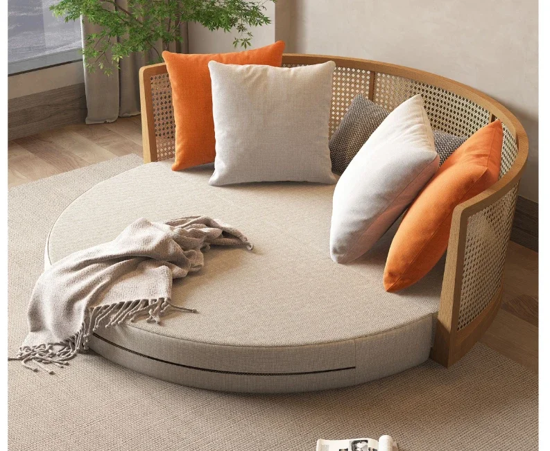 Rattan Casual Foldable Sofa Bed Double Multi-Functional round Rattan Sofa Bed B & B