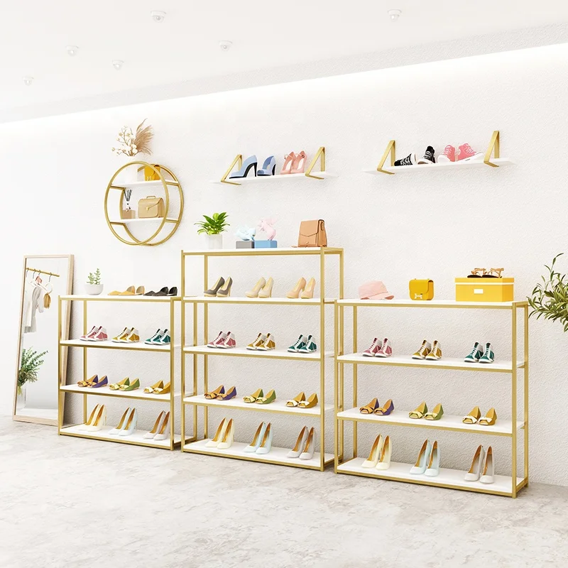 

customized.Handbag and Shoe Retail Store Display Furniture Design Decoration 4 Layers Shoe Display Shelves Shiny Shoe Displ