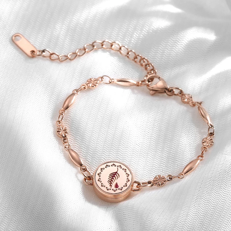 Stainless Steel Aromatherapy Bracelet 12mm Essential Oil Diffuser Locket Small Mini Bracelets for Women Girls Rose Gold Color