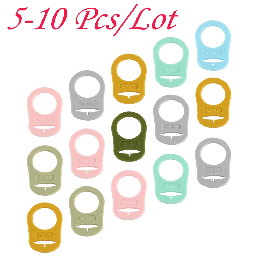 Sunrony 5-10pcs Baby Pacifier Holder Adapter Silicone Pacifier Clips Multi Color Transparent DIY Pacifier Chain Accessories