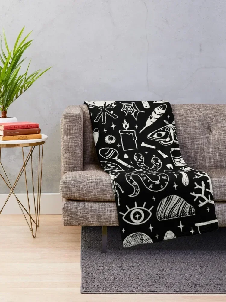 Curiosities: Bone Black Throw Blanket bed plaid cosplay anime Blankets