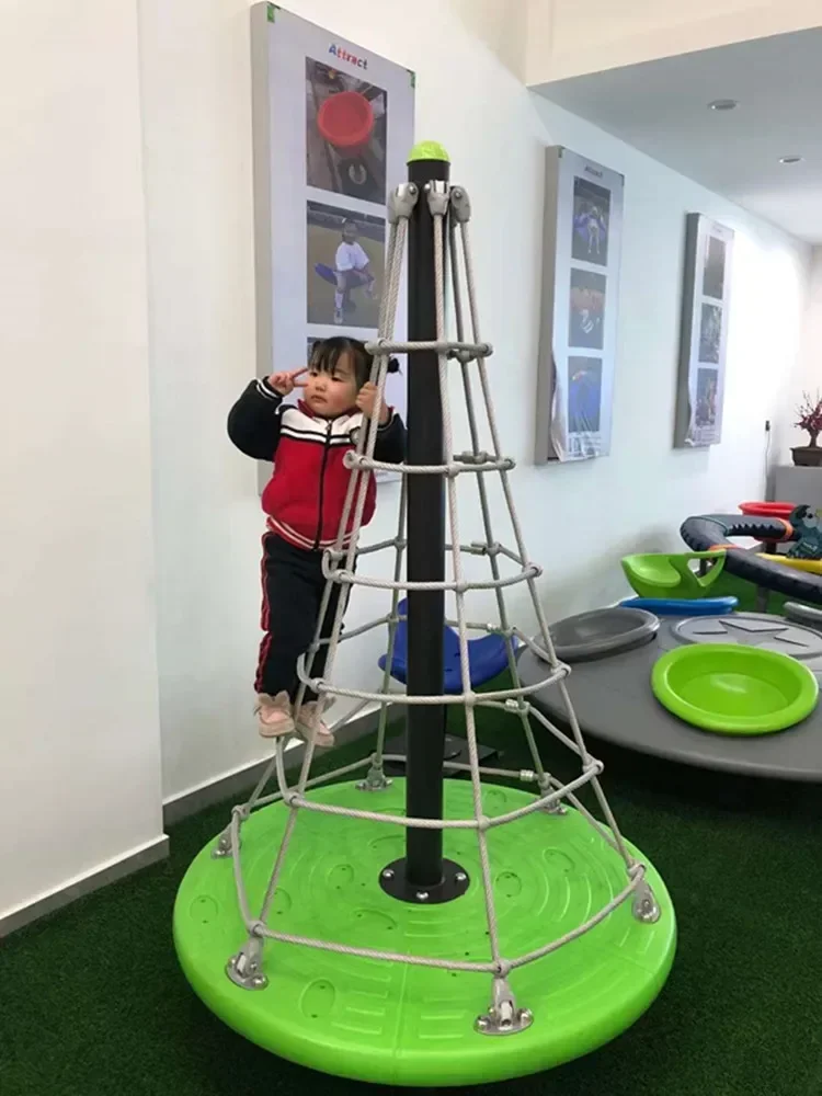 Children's mini carousel, climbing net with amusement park outdoor playground equipment