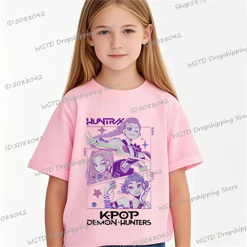 

Aesthetics K-Pop Demon Hunters Print T Shirt Teenage Girls Boys Vintage Cotton T-shirts Summer Crewneck Korean Style Y2K Tops