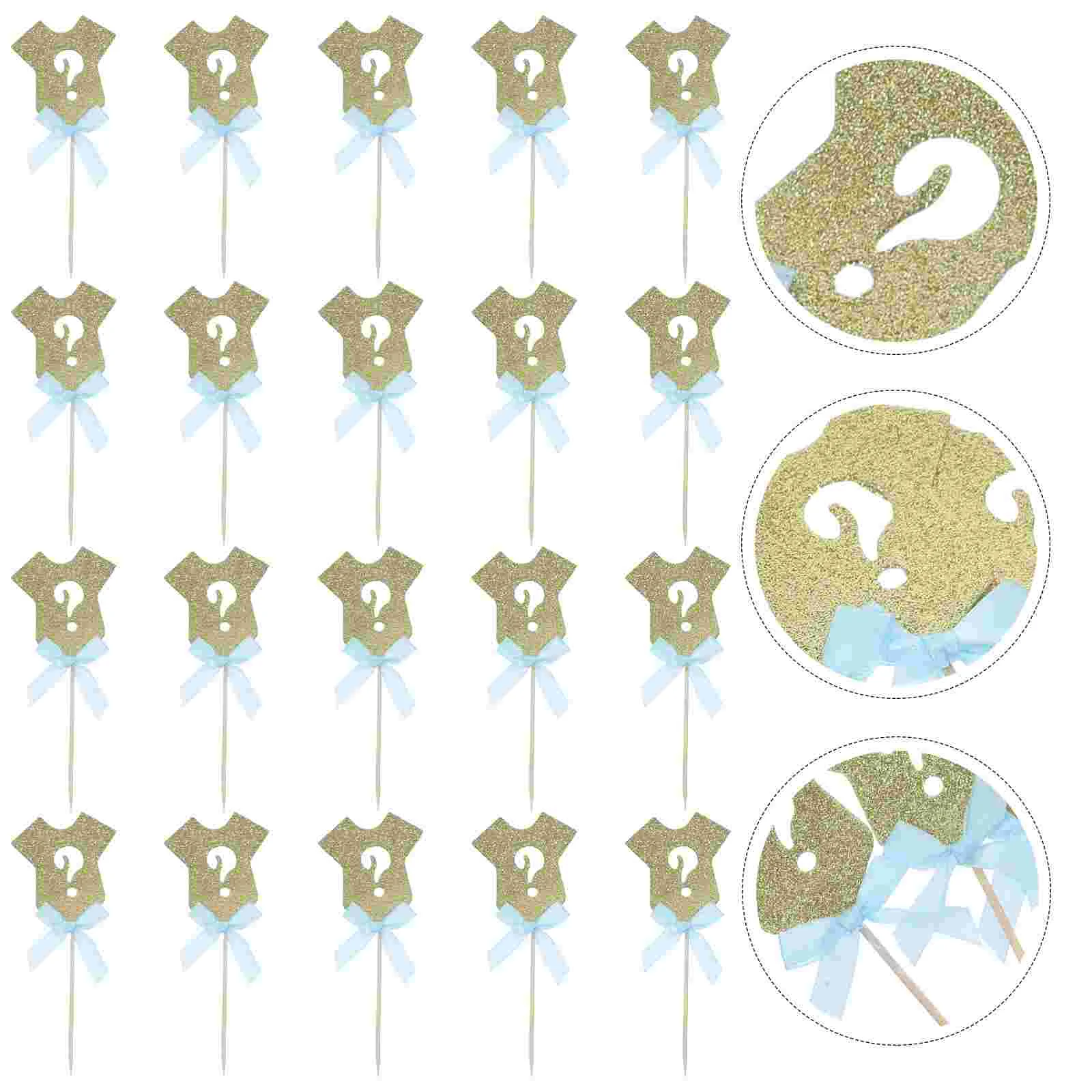 4 Sets Clothes Question Mark Cake Pick for Decor Gender Reveal Decoration Party Supplies Props Baby Boy