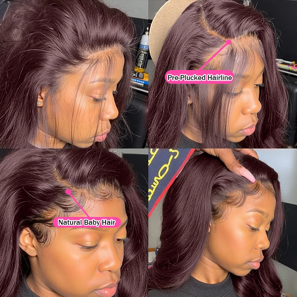250 Density 32 36 Inch Chocolate Brown 13x6 Human Hair Wigs Hd Lace Frontal Body Wave Brown Wigs Brazilian 13x4 Lace Front Wig image 2
