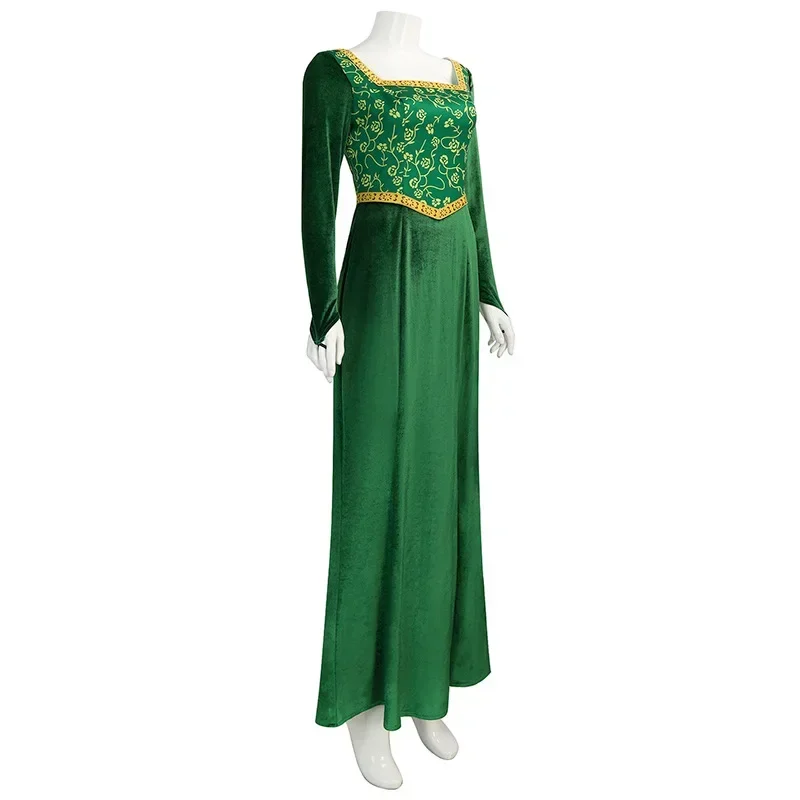 SN60 Movie Princess Fiona Cosplay Costume Dress Outfit Women Cartoon Green Square Collar Long Dress For Ladies Halloween Carn1 &