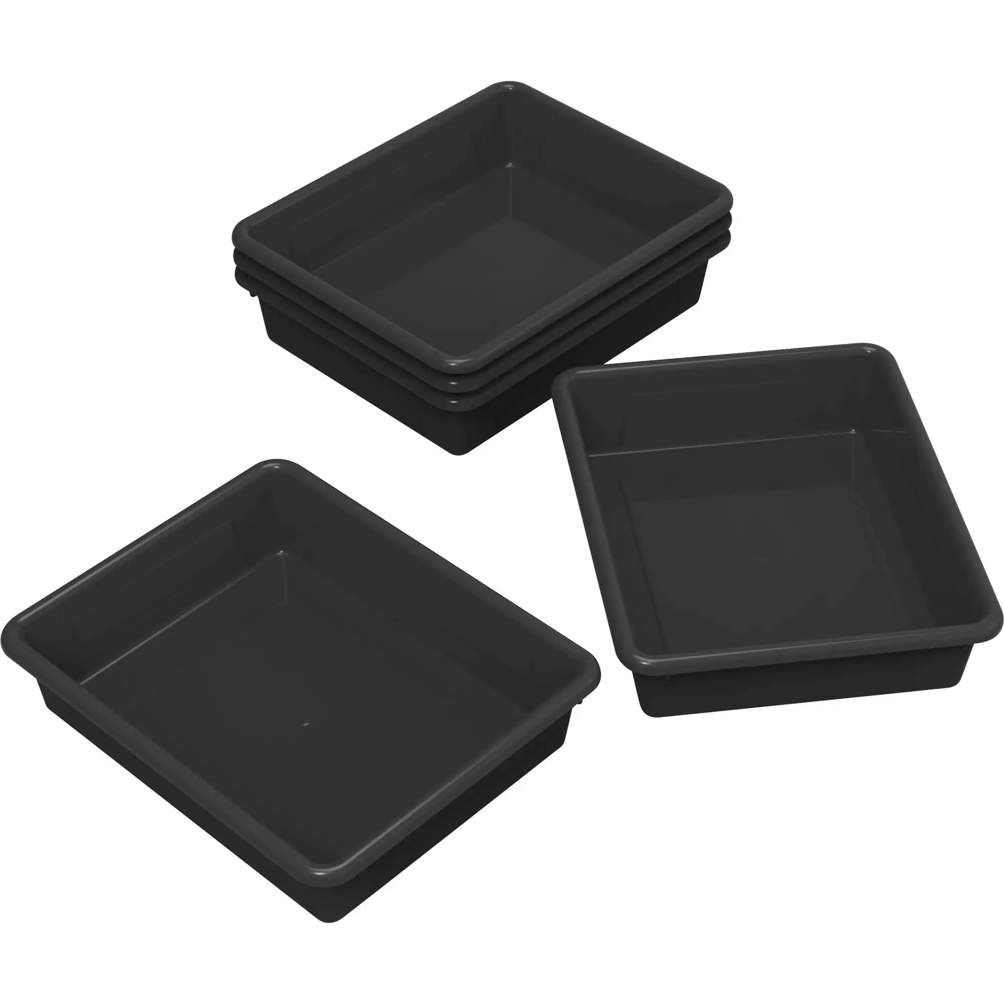 Storex Plastic Letter Tray, Storage for Documents and Office Supplies, Black, 5-Pack