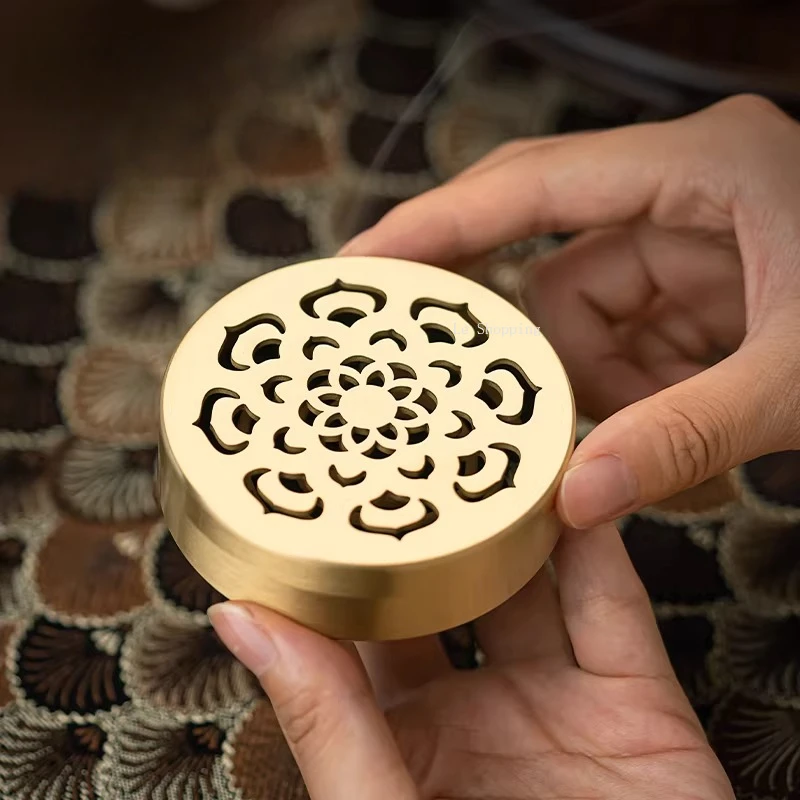 Brass Small Incense Burner/Outdoor Trip Travel Hotel Room Deodorizing Portable Incense Box Temple Buddha Religious Supplies