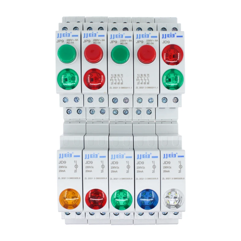 12PCS LED Signal Lamp ND9 Series AC/DC 230V 24V 220V Pilot Lights Din Rail Mount Indication Light RED Lamp Push Button Switch