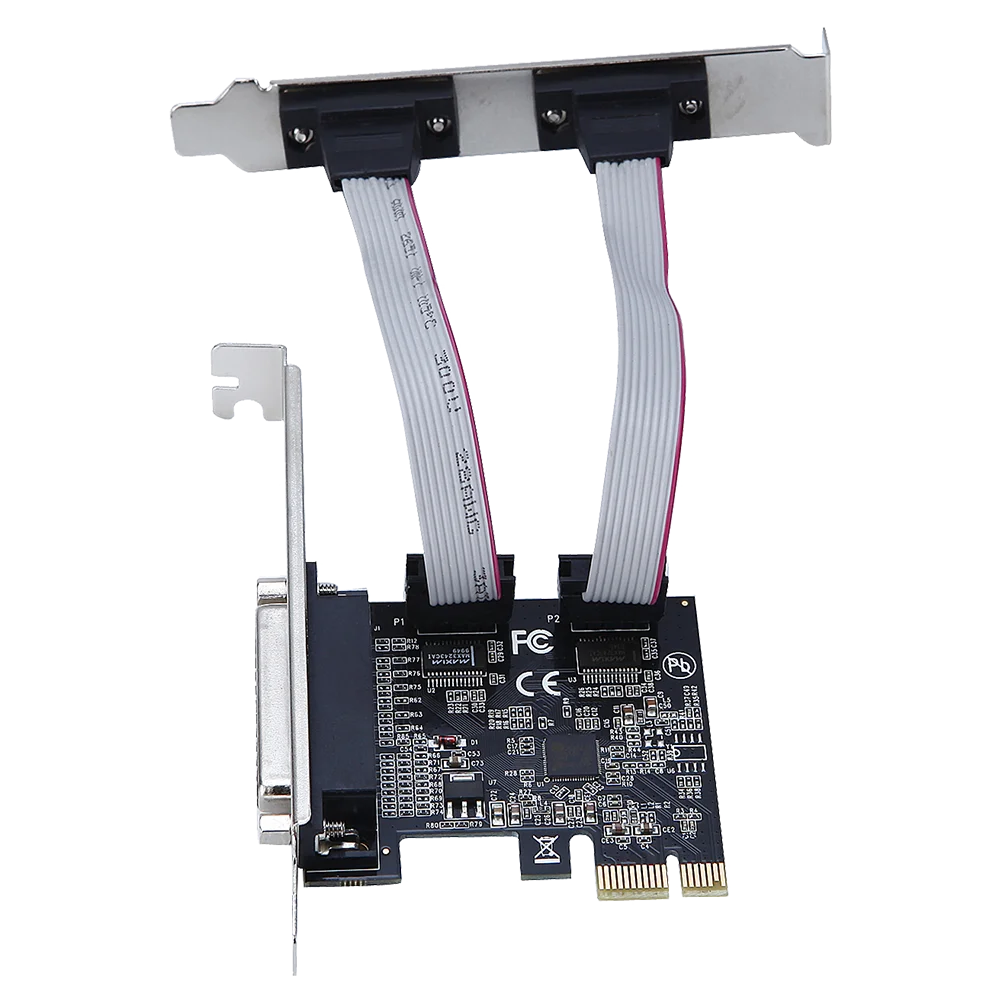 2PCS PCI Express To 2 Serial 1 Parallel Card Computer Adapter Asix99100 RS232 DB9 & DB25