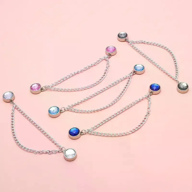 2 PCS Waist Cinch Clips Rhinestone Magnetic Adjustable Chain Tightening Oversized Tops No Slip Slim Fit
