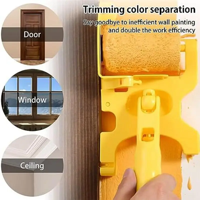 DT17 Wall Paint Roller Brush Kit with Extension Pole, Paint for Edge Roller for Ceiling Window Furniture, House Painting Kit