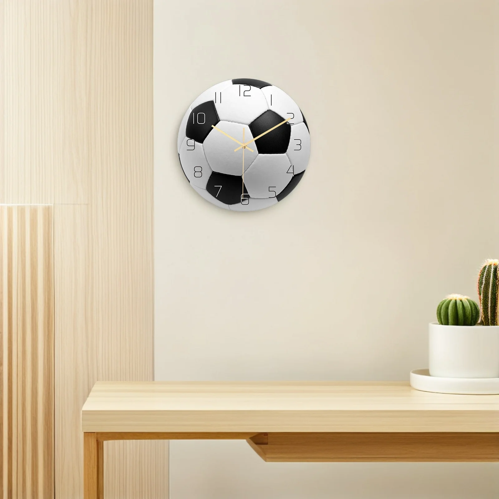 

Silent Football Wall Clock Acrylic Build Large Numerals Clear Visibility Easy Mounting Decorative Clock for Home Office Bedroom