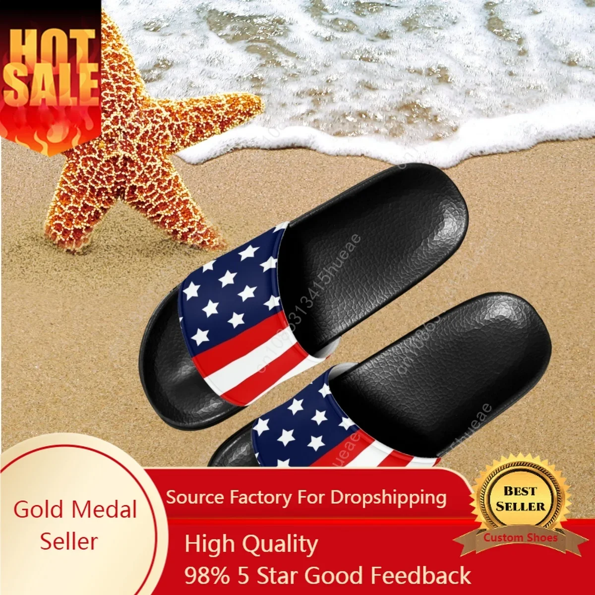 

BELIDOME Luxury Designer American Flag Pattern Sandals Fashion Home Adult Comfortable Anti-Slip Slippers Cool Beach Slides Gift