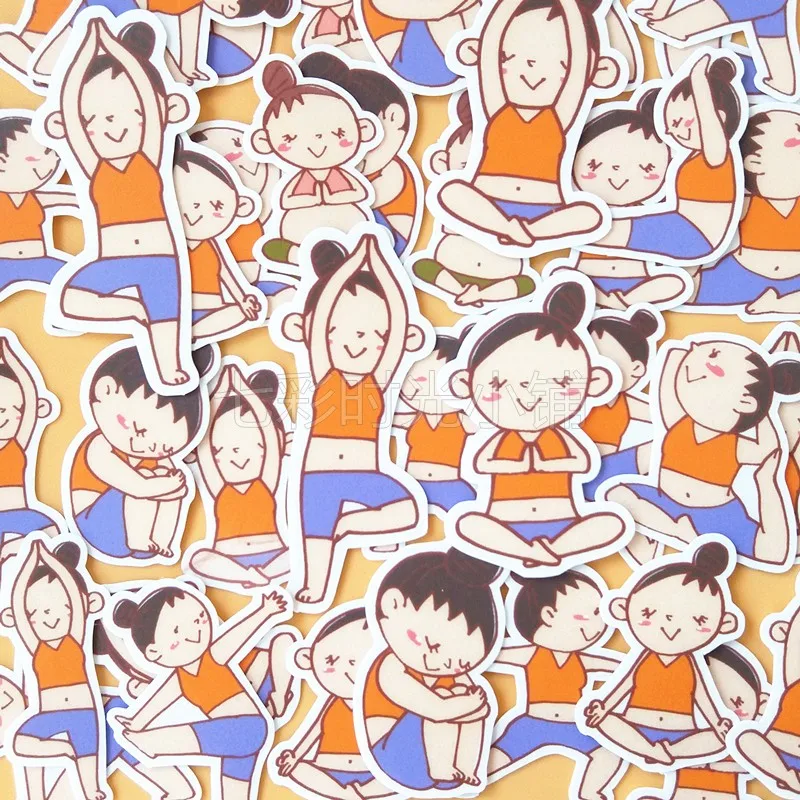 38 pcs Cute and unique hand account sticker hand book Homemade stickers package Yoga Fitness Children\'s birthday gift