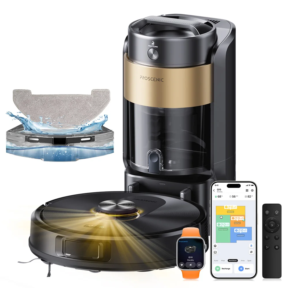 Proscenic Q20 Plus 10000Pa Roboter-Staubsauger mit Wischfunktion, Selbstentleerung, 200 Min. Laufzeit, für Teppiche & Haustiere, Nav Lidar Mapping