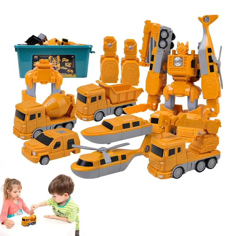 Robot Action Figure Magnetic Transform Engineering Assembled Car Toy Transform Car Robot Toy KidsPlay Construction Vehicles For