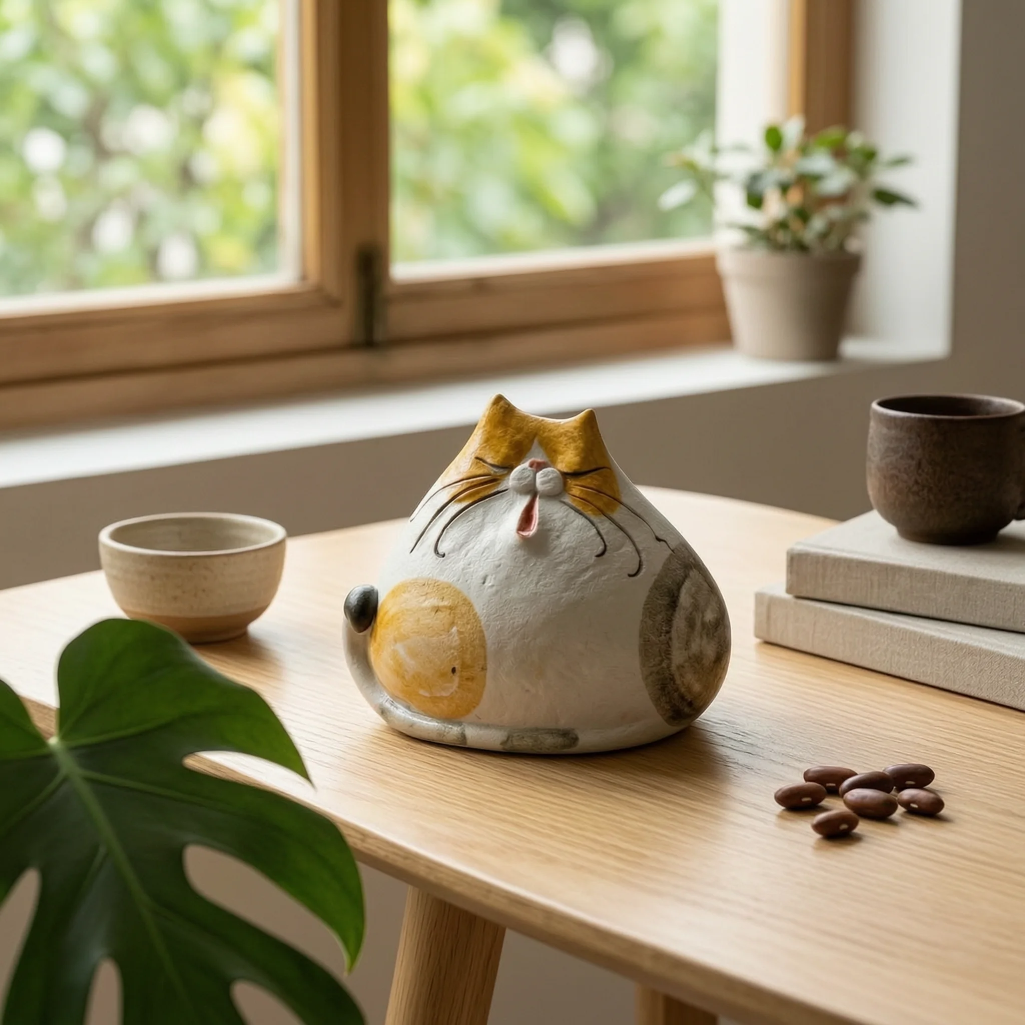 可愛い家の装飾品、抽象的なセラミック猫の置物、ギフトアイデア、猫の置物飾り