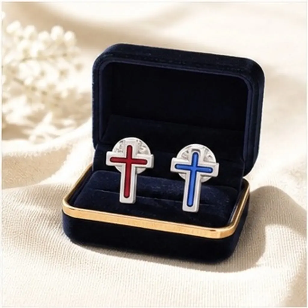 Cross Brooch Pin Set – Metal Religious Formal Suit Accessory for Men & Women, Communion Gift