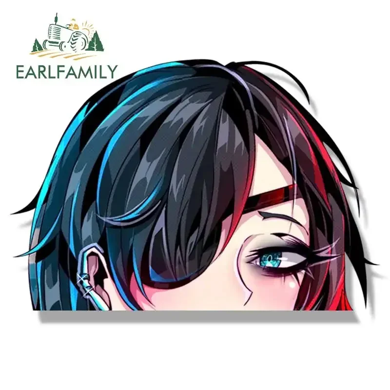 EARLFAMILY Gyaru Eyepatch Himeno Fanart Car Sticker Anime Sketch Waifu Decal JDM Tattoo Girl Graffiti Peek Stickers