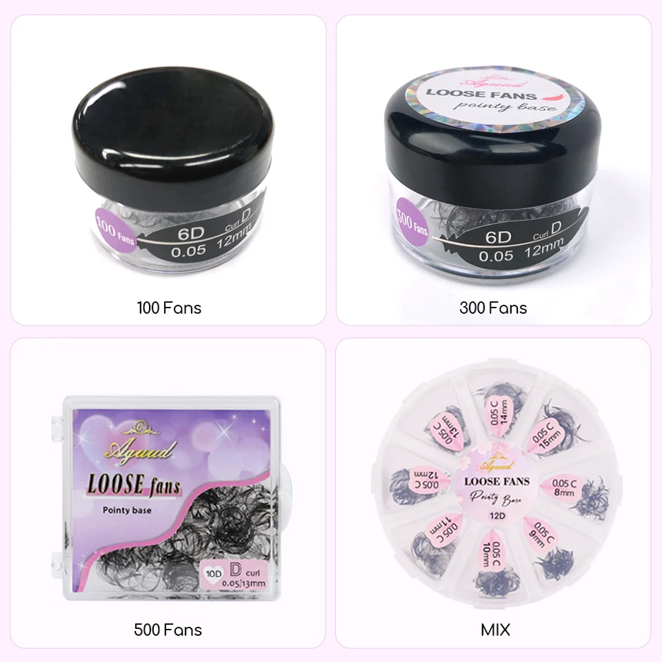 AGUUD 3D-20D Lose Fächer Wimpern Gemischte Länge Scharfer spitzer Stiel Promade Volumenfächer Wimpernverlängerung Dünne Basis Russisches Volumen Cilio – Detail 26