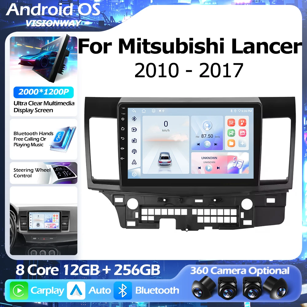 

Android 16 Bluetooth For Mitsubishi Lancer EX 2010-2017 Lntelligent Multimedia Player Auto Wireless CarPlay WIFI 4G DSP GPS