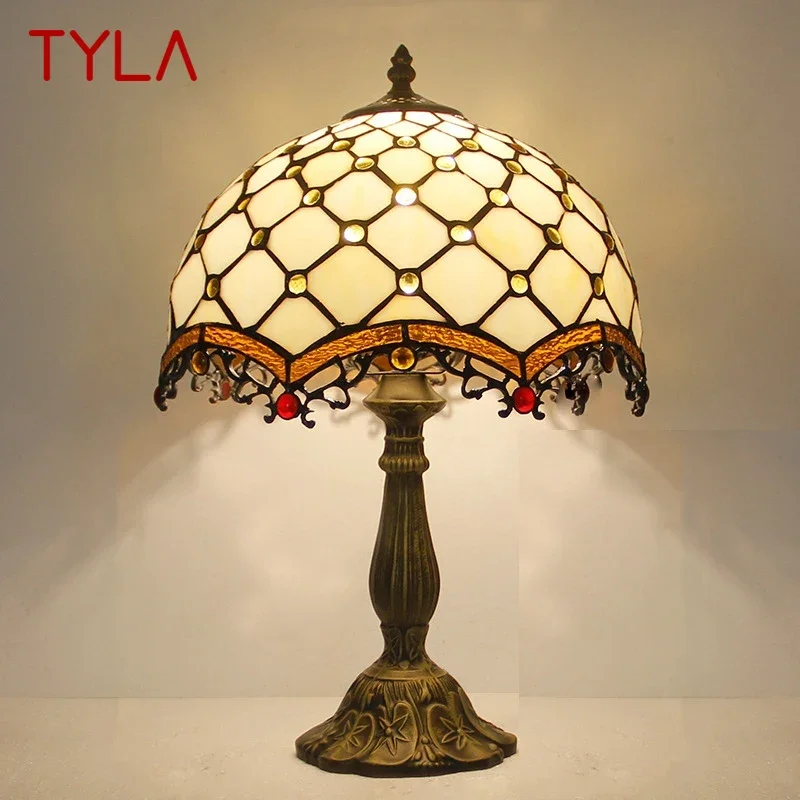 

TYLA Тиффани Настольная лампа светодиодная роскошная креативная гостиная кабинет спальня прикроватная лампа вилла отель цветное стекло настольный светильник