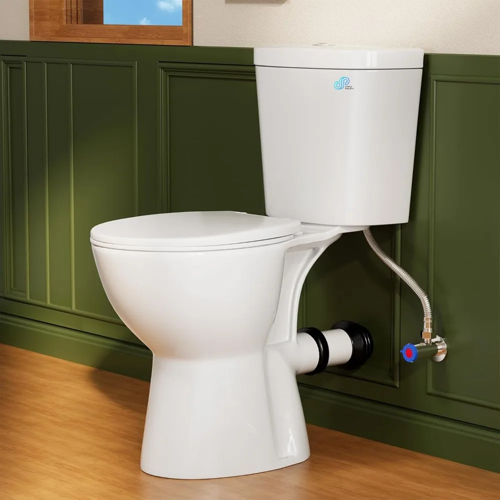 

Project Rear Discharge Toilet with 19 Inch Tall Toilet Bowl, Rear Outlet Toilet - Powerful & Quiet Dual Flush 1.28GPF High