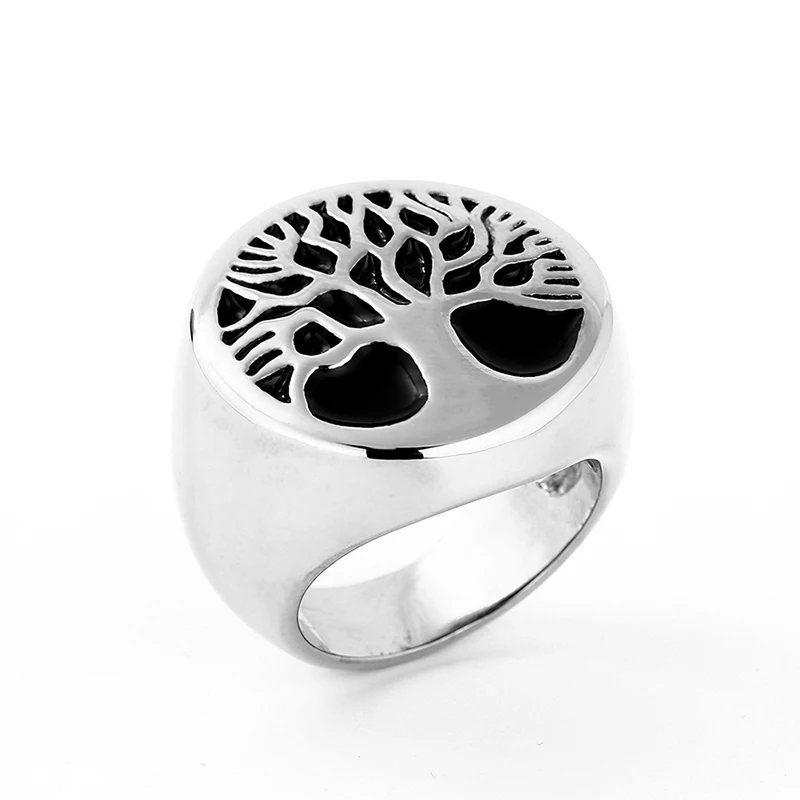RETROLINK Great Life Tree Ring Stainless Steel Jewelry Claddagh Style Celtic Knot Motor Biker Men Women Ring
