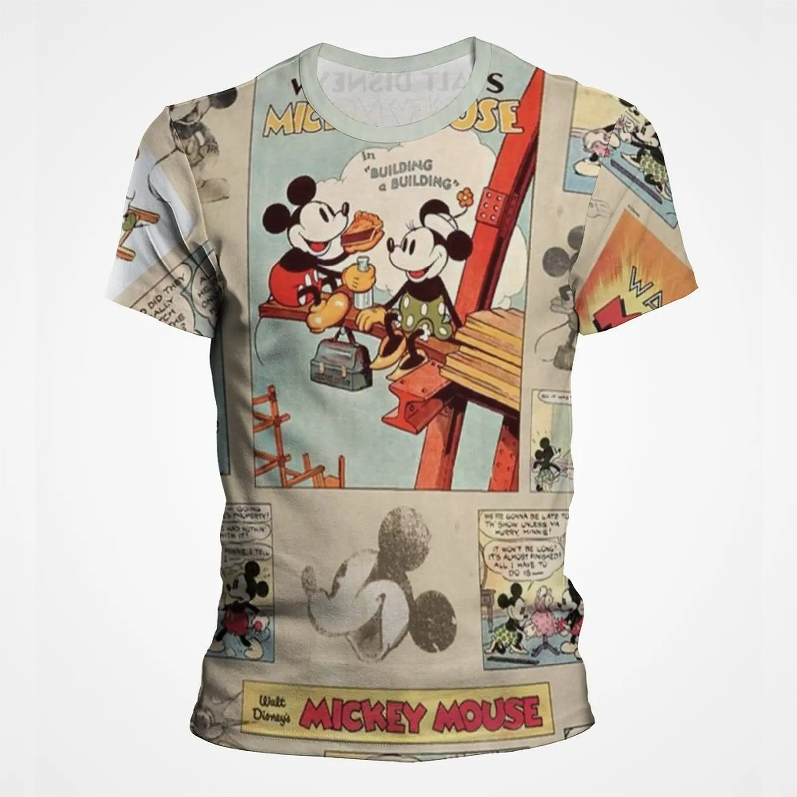 

Mickey Mouse Men's Crew Neck Loose T Shirt Cartoon 3D Printed Summer Short Sleeve Top Plus Size Disney Mickey Mouse Trend Clothi