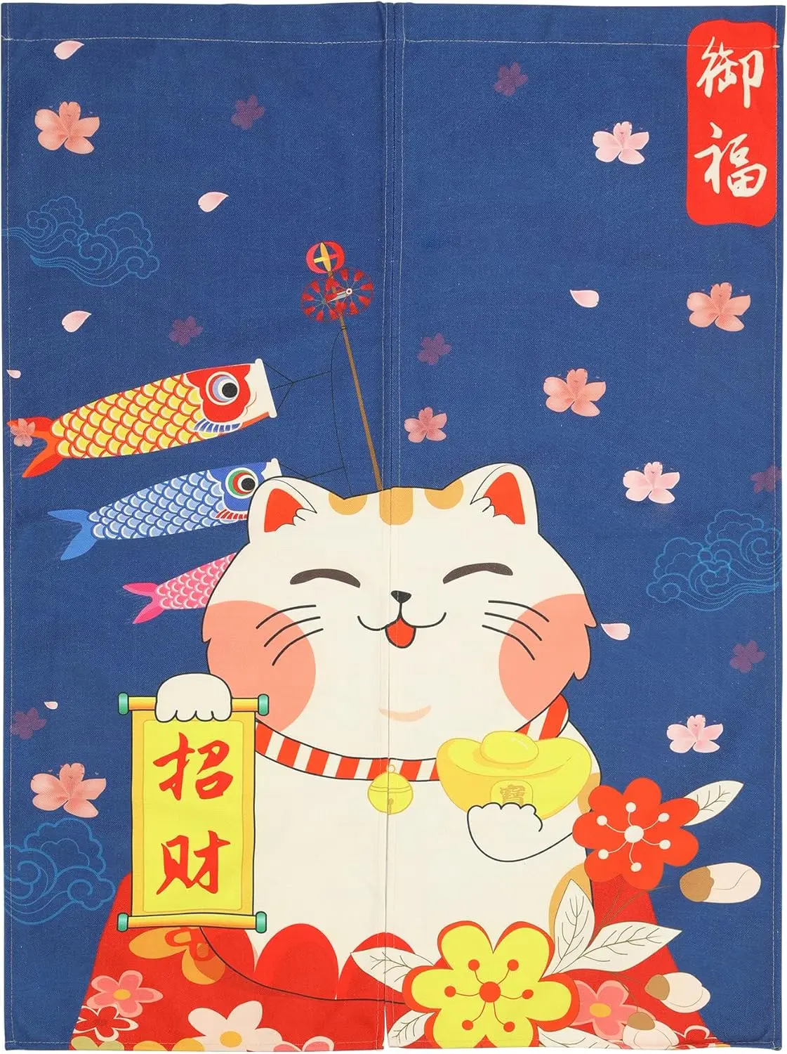ستارة يابانية Maneki Neko لاكي كات ستائر المدخل نسيج يدويا مقسم غرفة Ukiyoe للمطبخ ديكور المنزل