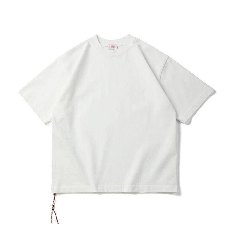 

25S Japanese Retro Red Rope Solid Color Basic Cotton Short Sleeved T-shirt Men's and Women's Tees
