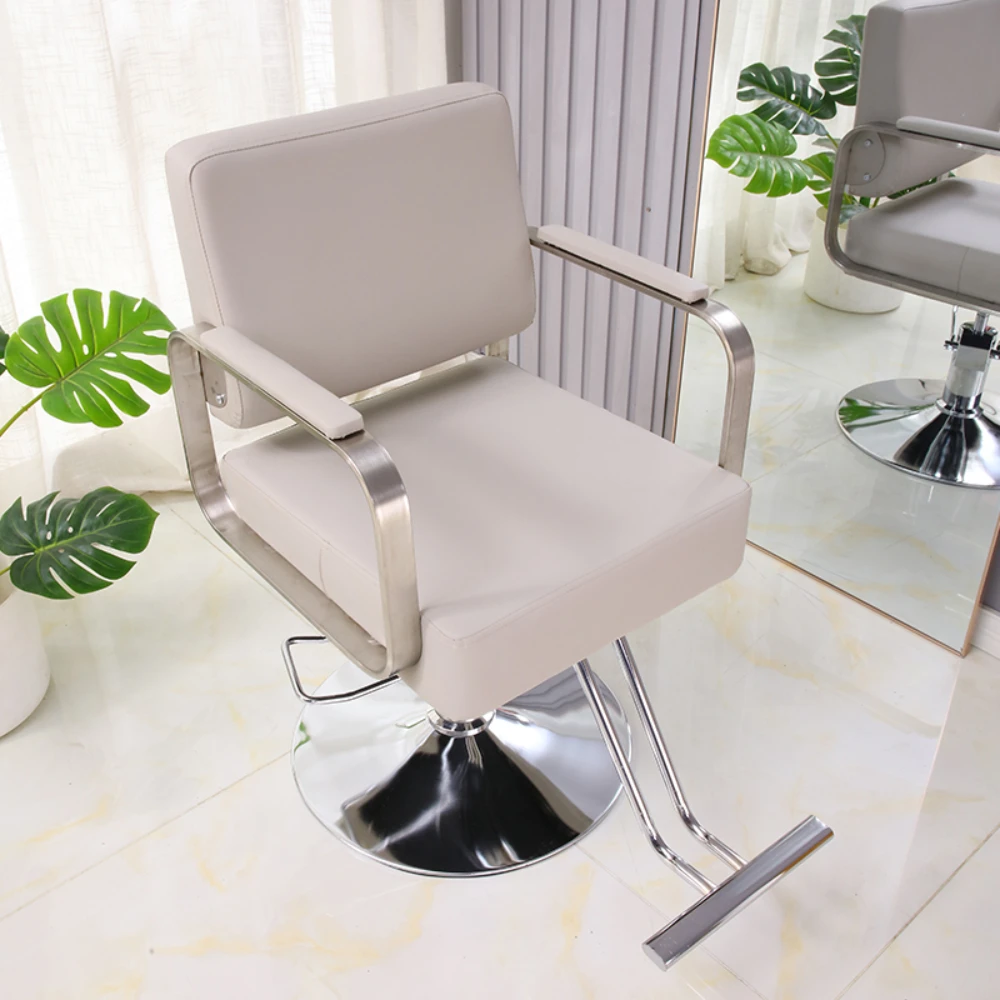 Cadeira de barbeiro nórdica ergonômica, Cadeira de cabeleireiro elegante, Silla estética personalizada, Mobília para cabelo, Moderno e luxuoso