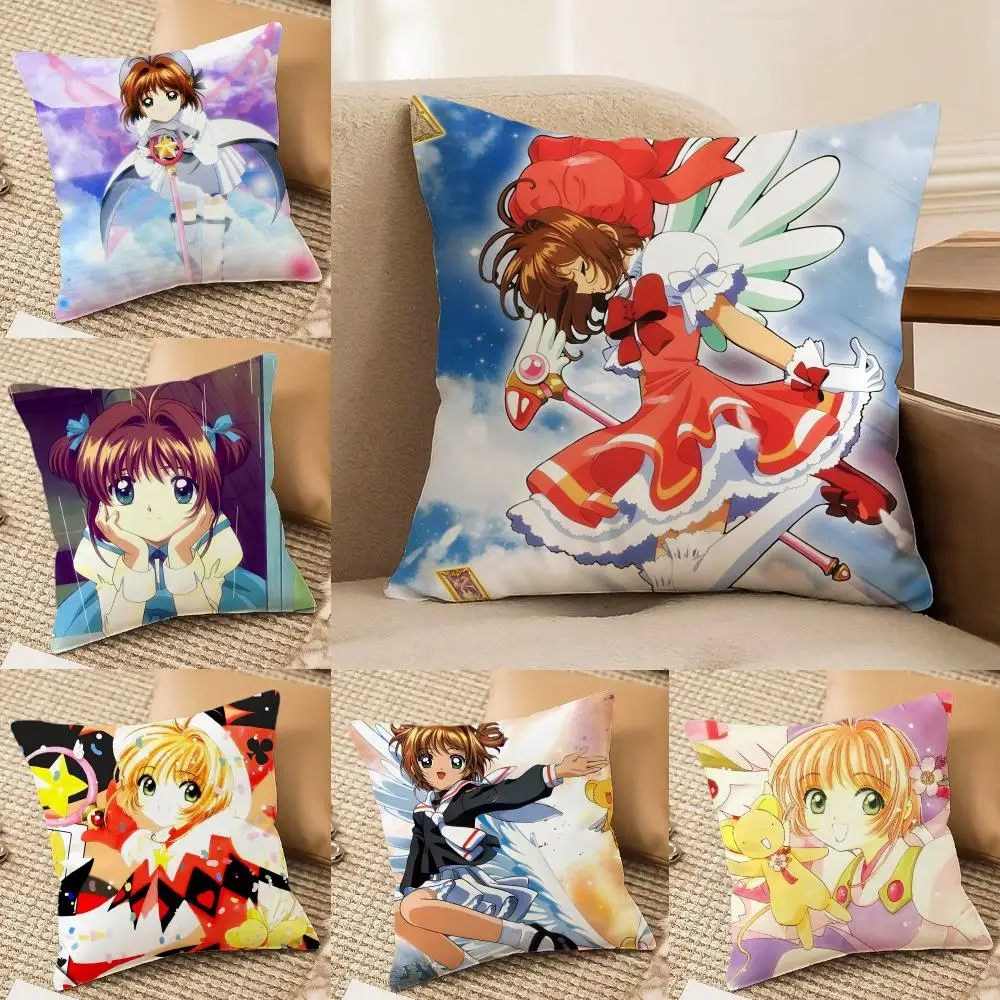 Anime C-Cardcaptor S-Sakura Cushion Cover Plush Fabric Soft Double-Sided Printed Sofa Home Decor Fine Winter Gift Pillow Case