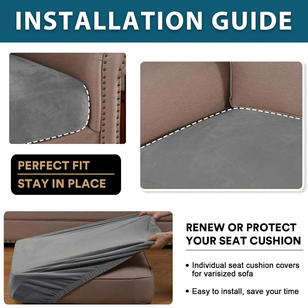 Superweiche Samt-Sofabezüge, luxuriöser, schlichter Stretch-Sofouchbezug für Wohnzimmer, staubdichter Chaiselongue-Koffer, haustierfreundlich – Detail 9