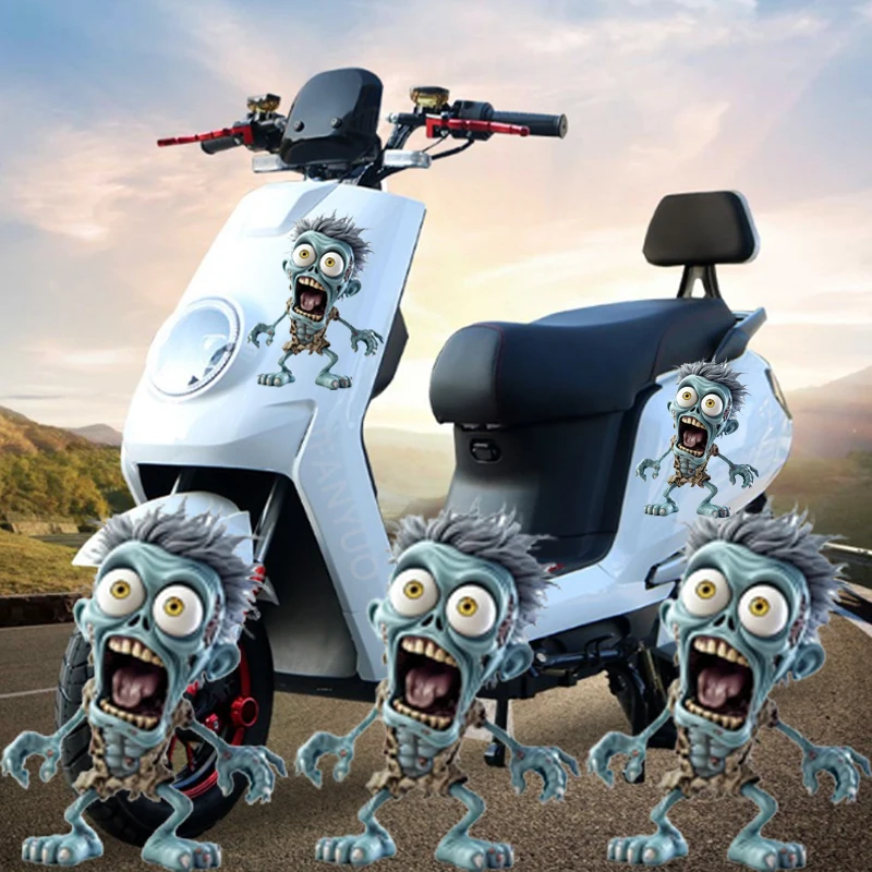 Surprised Skull Man Motorcycle Stickers Waterproof Sun Protection Universal Car Motorbike Window Body Decoration Accessories