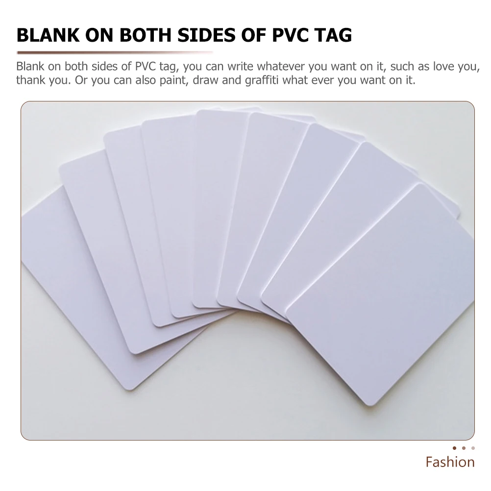 

50pcs PVC White Cards Blank Dual side Tags for DIY Craft Projects Price Labels ID Cards Plastic Pendant Hanging Tags