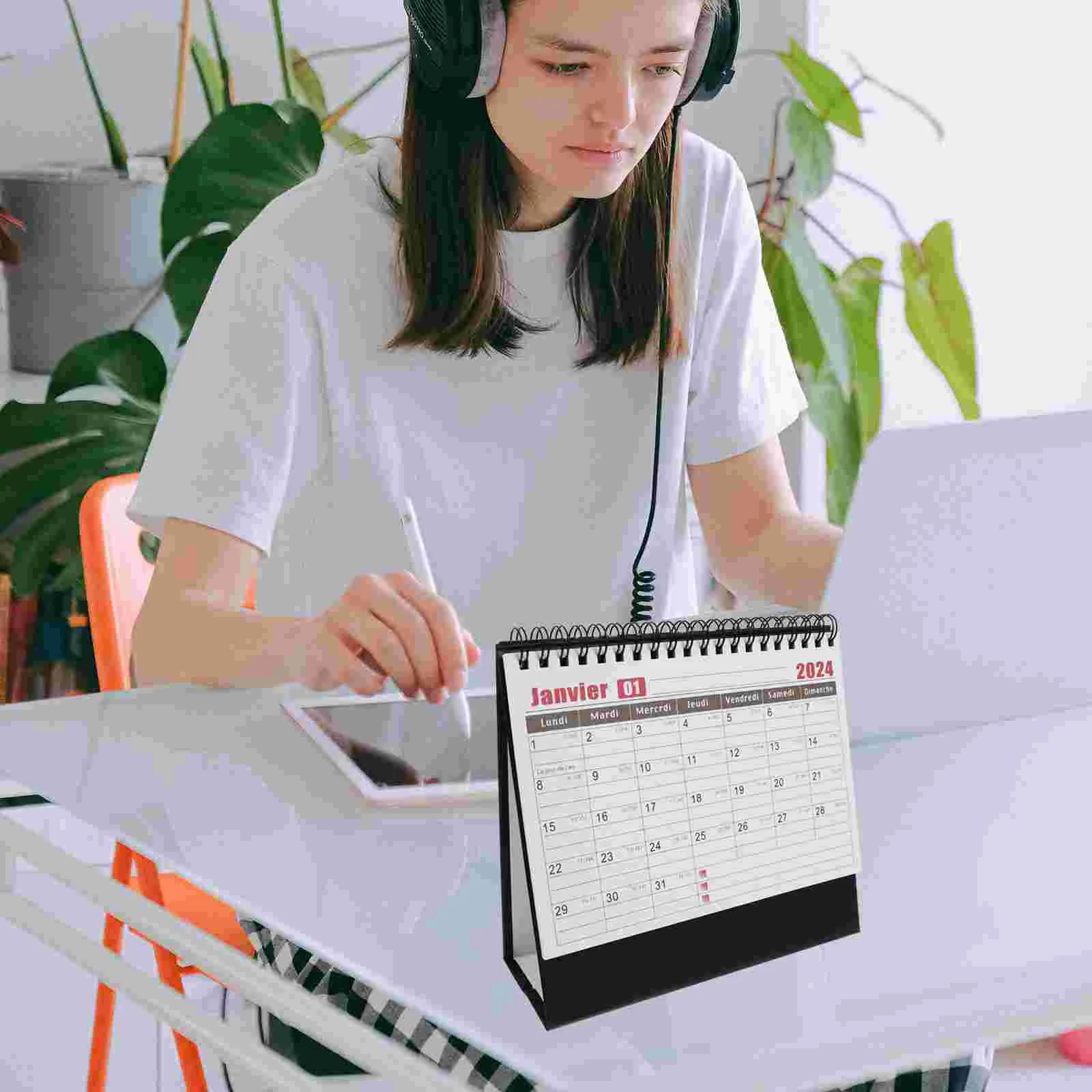 

2024 Desk Calendar Small Office Supplies Tabletop Standing Monthly Decorative Desktop