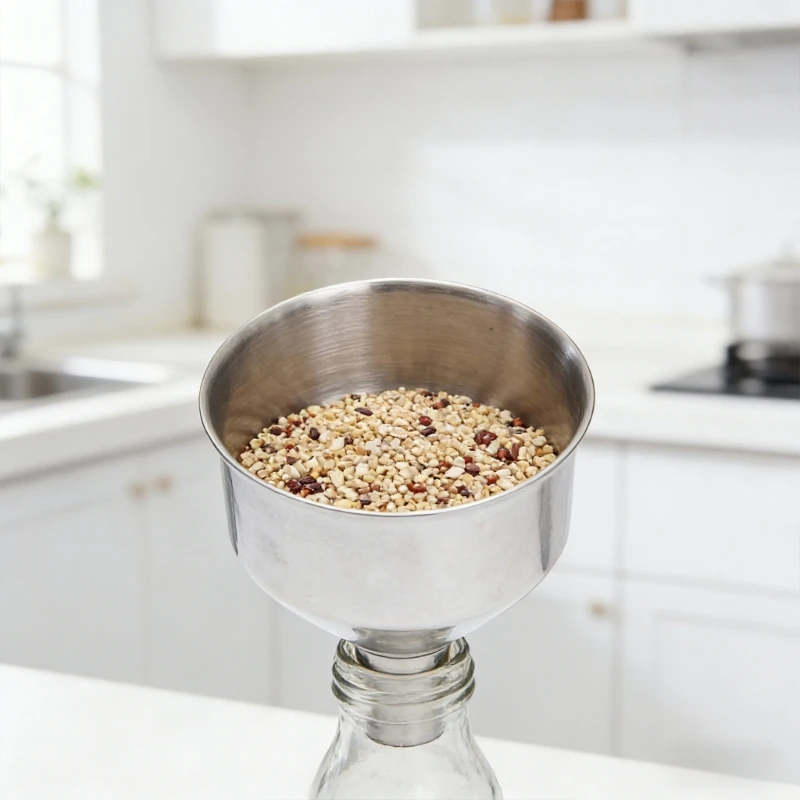 Pack of 2 Multifunctional Stainless Steel Kitchen Funnel Versatile for Various Liquids Container Oils and Spices top sale