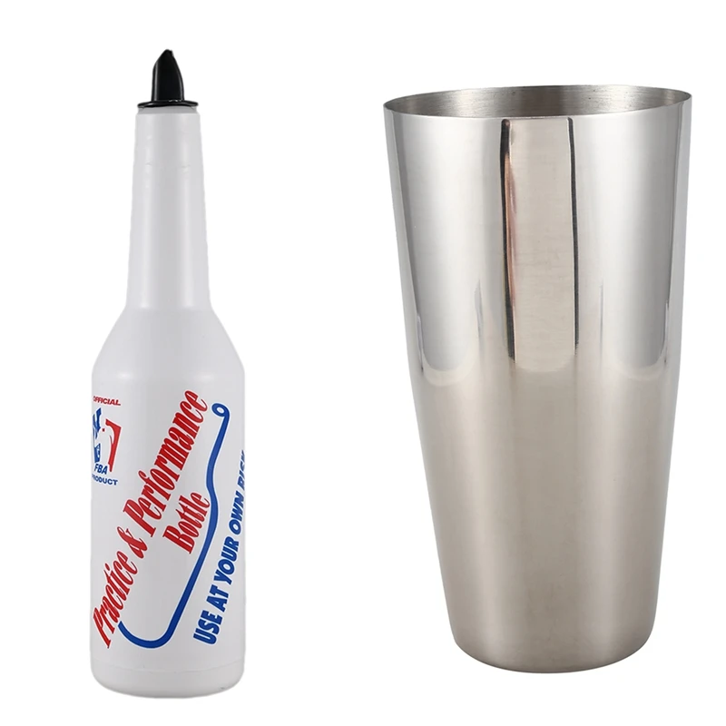 2 Pcs Flair Bartender Bartending Practice Bar Pub Bottle Wine Cocktail Shaker For Flair Bartenders Cocktail Shaker, - White & Si