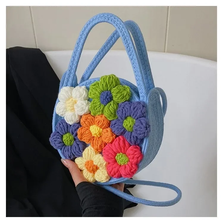 Women Bag Women Bag 3Dflower Mixed Colors Sweet Lovely Flower Fashion Beach Casual Open Pocket Girls Bag