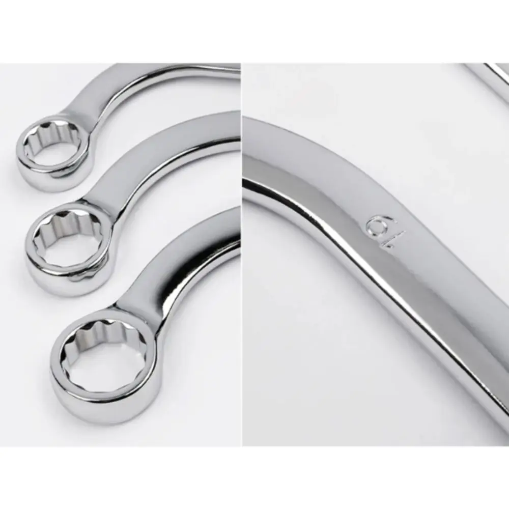 

5Pcs Set S-Type Wrench 10-19 Size 140-240MM Length Elbow Wrench Curved Design Plum Plate Combination Ring Spanner Hand Tools