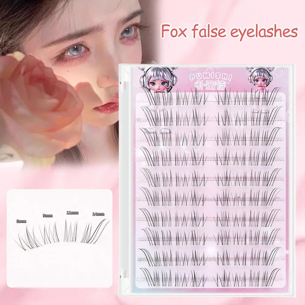 Pestañas postizas autoadhesivas Skew Flying Fox, extensión de maquillaje de pestañas naturales, herramientas de pestañas segmentadas de Manga DIY B5O5