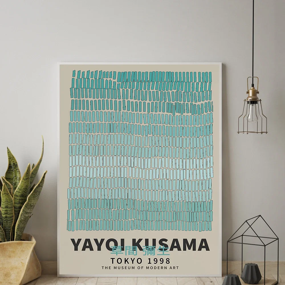 Yayoi Kusama Accumulatıon of Stamps Poster Abstract Nordic Prints Mid Century Canvas Painting Wall Art Picture Living Room Decor