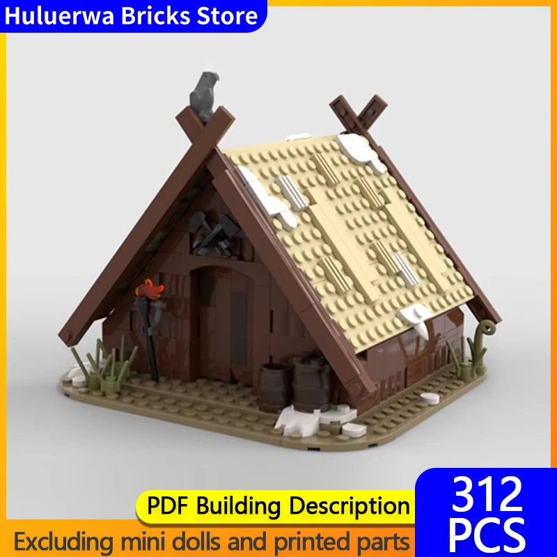 Street View Model MOC Building Bricks Viking Longhouse Wooden House Modular Technology Gifts Holiday Assemble Children Toys Suit