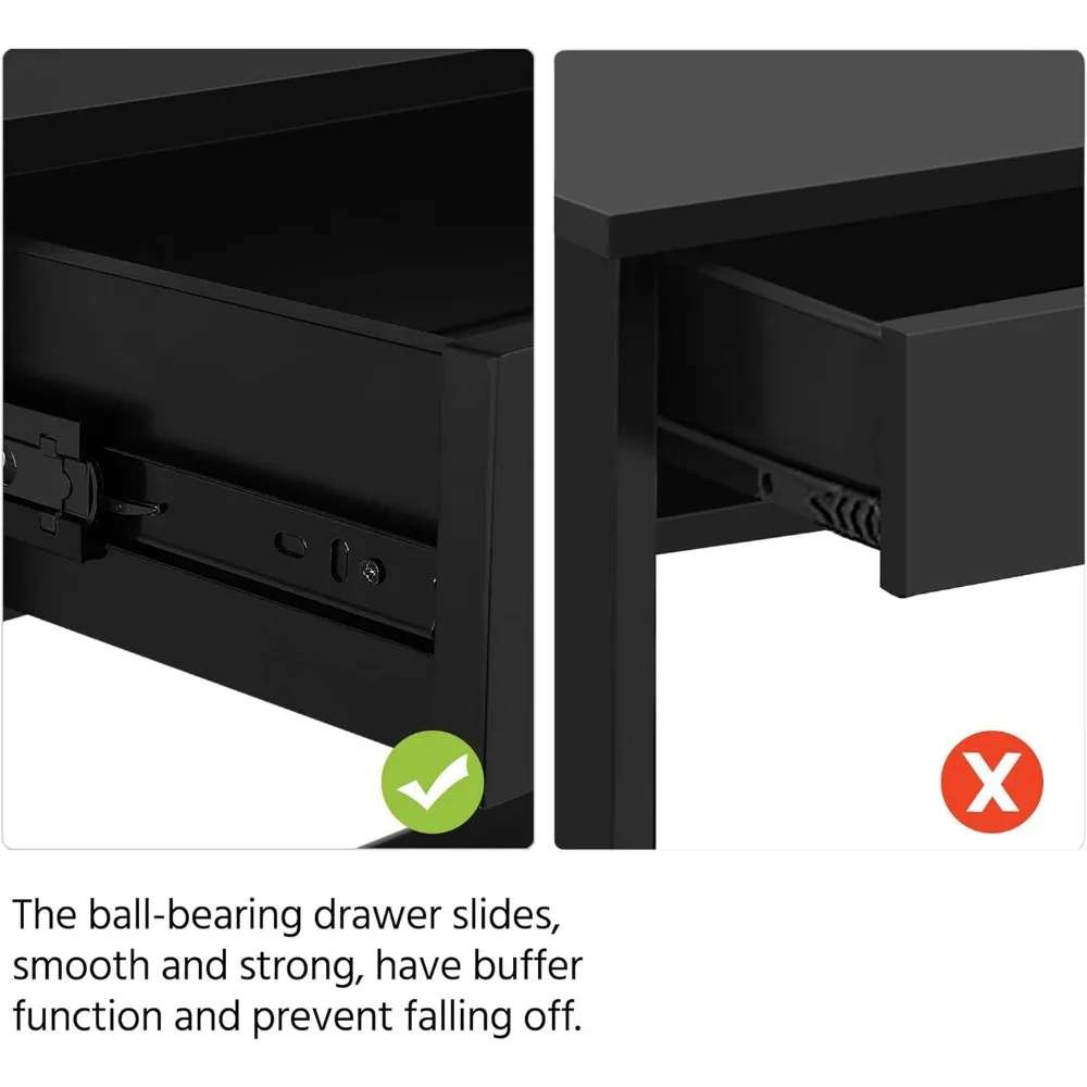 狭いソファテーブル 39.5インチ コンソール 引き出しと収納棚付き、3段木製玄関テーブル 廊下 リビングルーム用