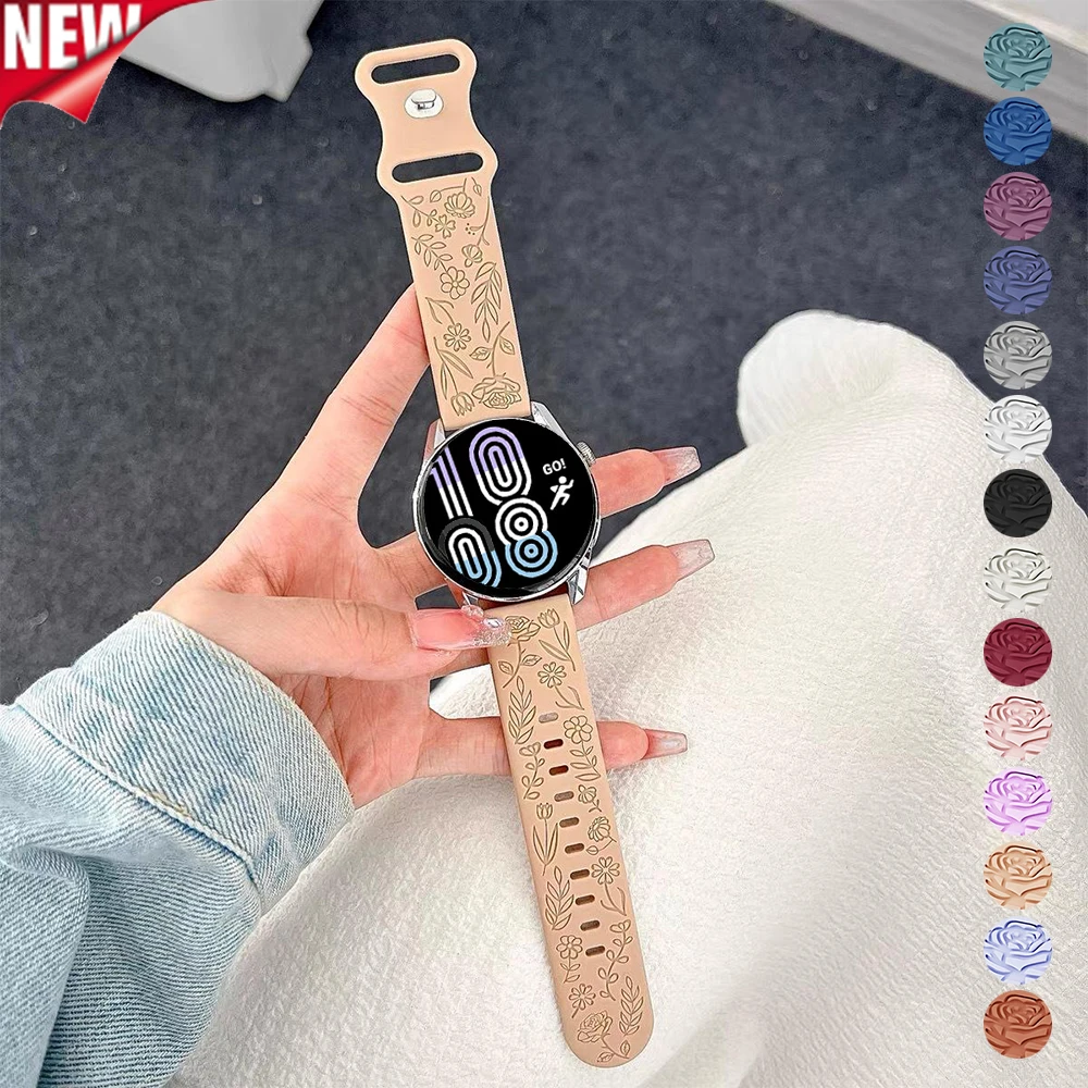 Prints Design Strap for Samsung Galaxy Fit 3 Watch Band Silicone Engraving Bracelet for Samsung Galaxy Fit 3 Floral Wristband