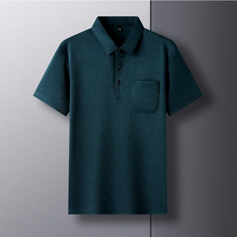 Summer New Loose Casual Fashion Men\'s Solid Color Minimalist POLO Shirt Top