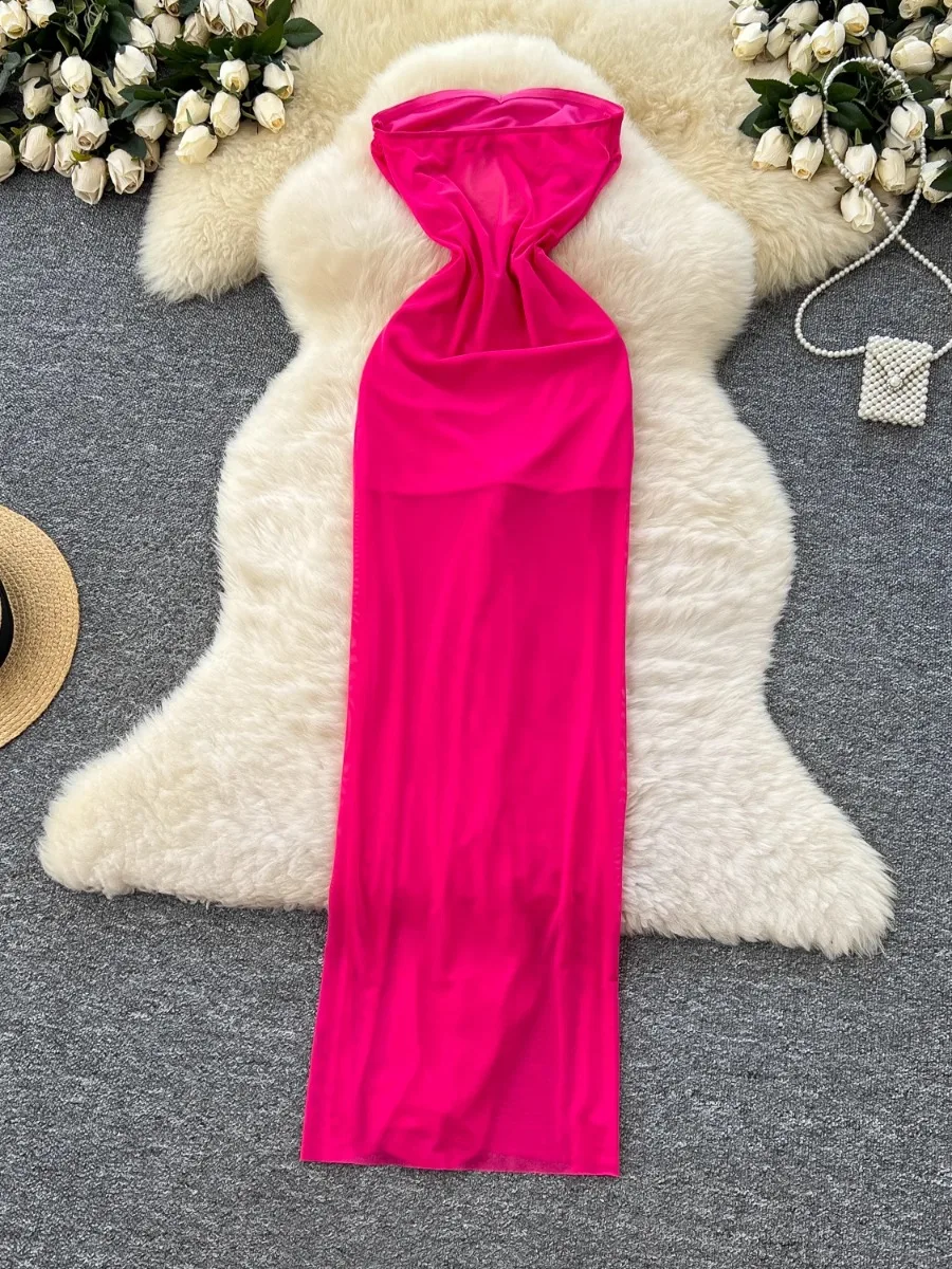 Foamlina Abito tubolare senza maniche con ritaglio sexy Abito estivo da donna con cinturino in puro desiderio in vita slim fit per le vacanze