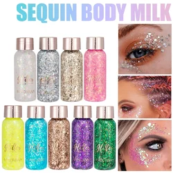 Body Glitter Gel Waterproof Mermaid Sequins Liquid Eyeshadow Big Sequins for Hair Body Eyeshadow Glitter Gel Long-lasting